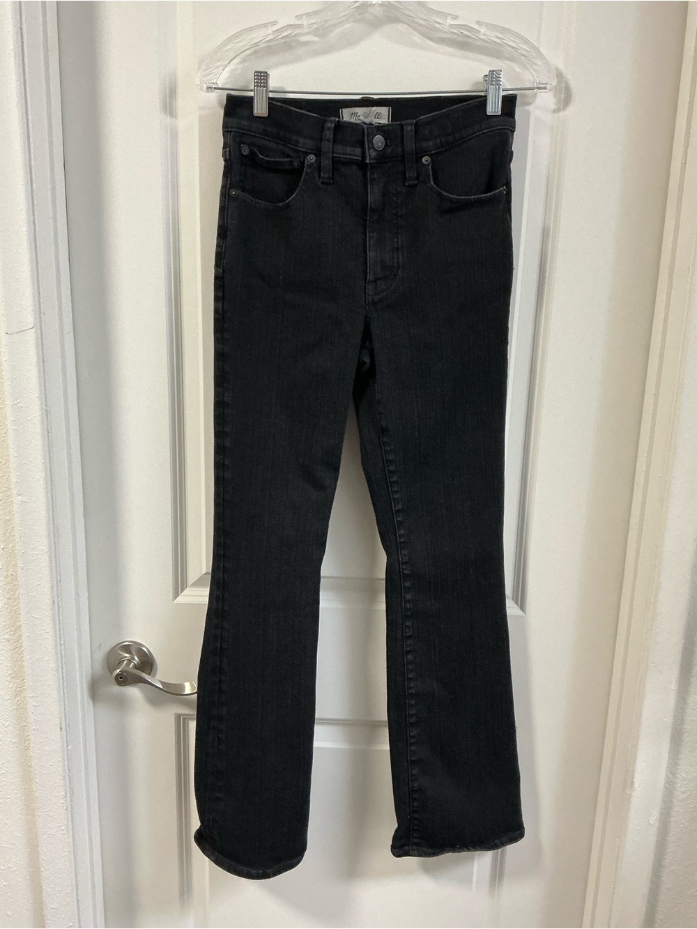 Madewell Mid-Rise Kick Out Jeans Black Denim 27 Tall 27T Flare Bootcut Crop 29”